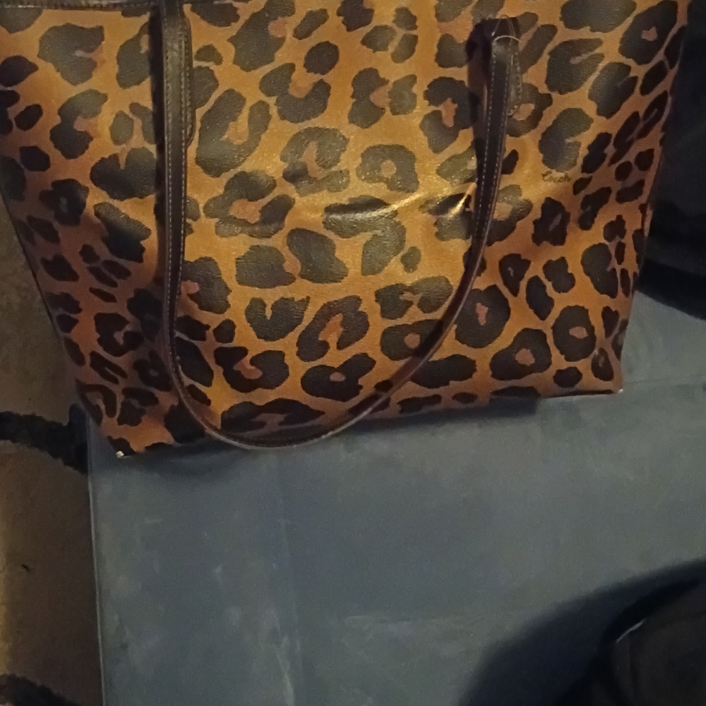 Coach Brown and Black Leopard Print Travel Bag
